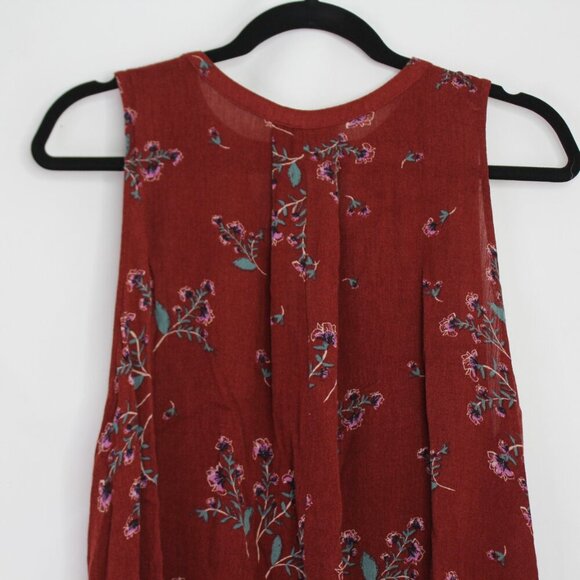 Free People Maroon Floral V-Neck Mini Dress Size Xtra Small - Picture 4 of 9